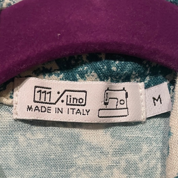 Made in Italy blue green pattern linen shirt, Size US M/L - Picture 3 of 3